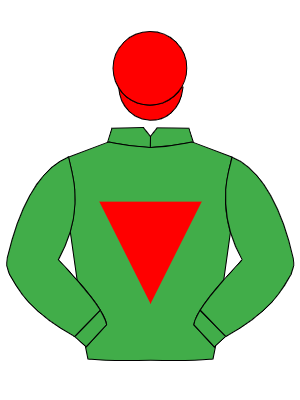 EMERALD GREEN, red inverted triangle, red cap