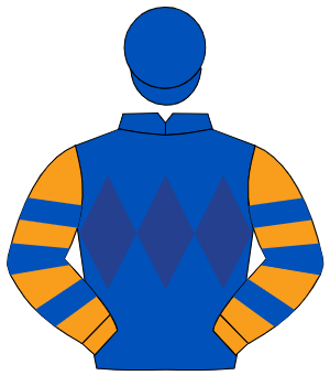 BLUE, CC insignia, orange sleeves with blue hoops & cuffs, blue cap