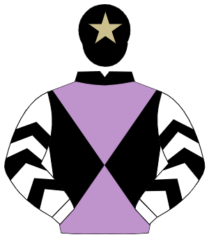 BLACK & MAUVE DIABOLO, white sleeves, black chevrons, black cap, beige star