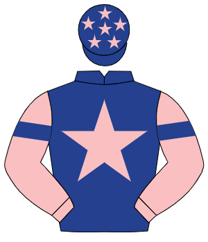 DARK BLUE, pink star, pink sleeves, dark blue armlet, dark blue cap, pink stars