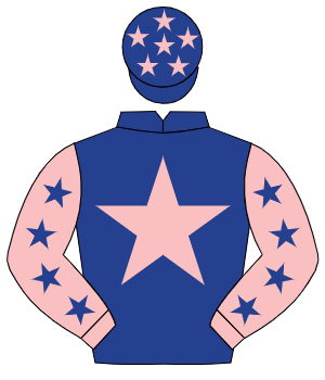 DARK BLUE, pink star, pink sleeves, dark blue stars, dark blue cap, pink stars