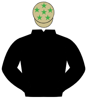 BLACK, beige cap, emerald green stars