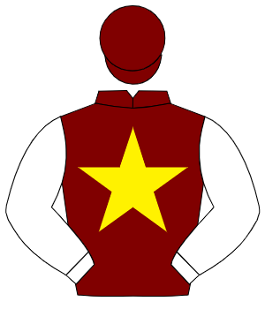 MAROON, yellow star, white sleeves, maroon cap