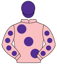PINK, large purple spots, purple spots on sleeves, purple cap                                                                                         
