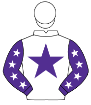 WHITE, purple star, purple sleeves, white stars, white cap                                                                                            
