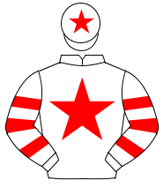WHITE, red star, hooped sleeves, white cap, red star                                                                                                  