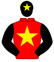 RED, yellow star, black sleeves, black cap, yellow star                                                                                               
