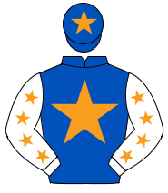 ROYAL BLUE,orange star,white sleeves,orange stars,royal blue cap,orange star                                                                          