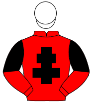 RED, black cross of lorraine, halved sleeves, white cap                                                                                               
