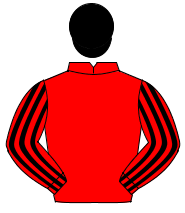 RED, black striped sleeves, black cap                                                                                                                 