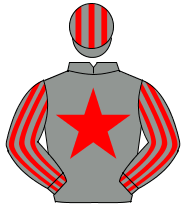 GREY, red star, striped sleeves & cap                                                                                                                 