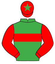 EMERALD GREEN, red hoop, red sleeves, red cap, emerald green star                                                                                     