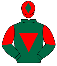 DARK GREEN, red inverted triangle, halved sleeves, red cap, dark green diamond                                                                        