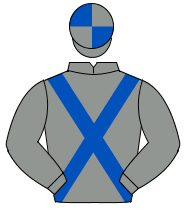 GREY, royal blue cross sashes, quartered cap                                                                                                          