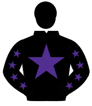 BLACK, purple star, purple stars on sleeves, black cap