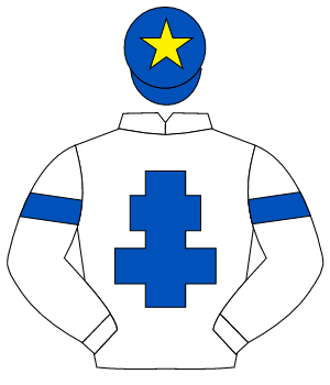 WHITE, royal blue cross of lorraine, royal blue armlet, royal blue cap, yellow star                                                                   