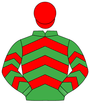 EMERALD GREEN & RED CHEVRONS, red cap                                                                                                                 
