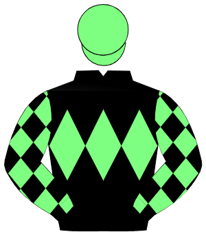 BLACK, light green triple diamond, light green diamonds on sleeves, light green cap                                                                   