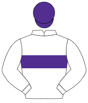 WHITE, purple hoop, white sleeves, purple cap                                                                                                         