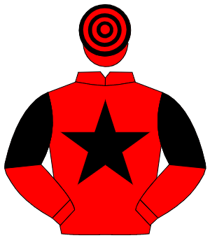 RED, black star, halved sleeves, hooped cap