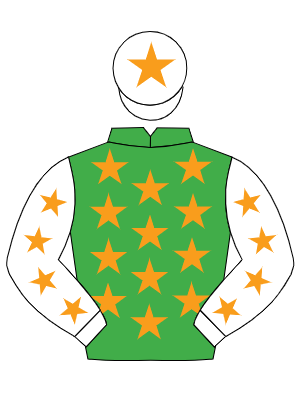 EMERALD GREEN, orange stars, white sleeves, orange stars, white cap, orange star