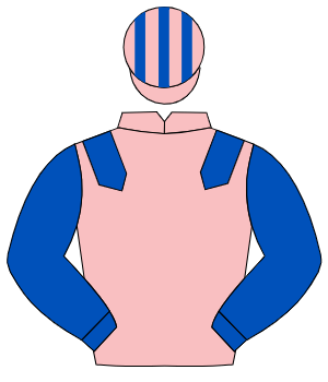 PINK, royal blue epaulettes & sleeves, striped cap