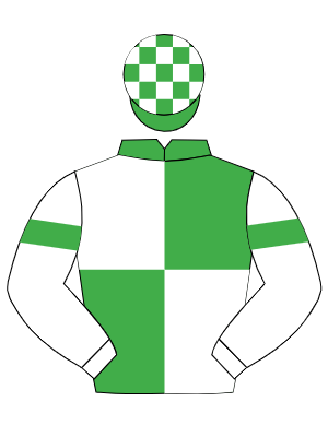 EMERALD GREEN & WHITE (QUARTERED), white sleeves, emerald green armlets, emerald green & white check cap