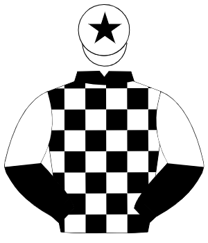BLACK & WHITE CHECK, halved sleeves, white cap, black star