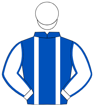 ROYAL BLUE, white braces, white sleeves, royal blue seams, white cap