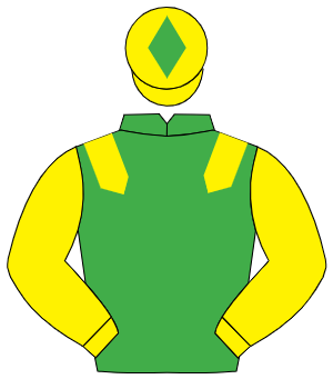 EMERALD GREEN, yellow epaulettes & sleeves, yellow cap, emerald green diamond