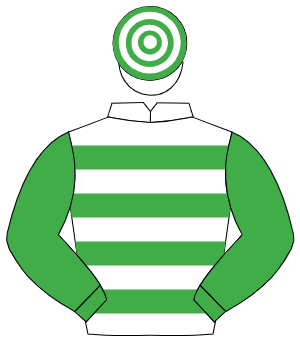 WHITE & EMERALD GREEN HOOPS, emerald green sleeves, hooped cap