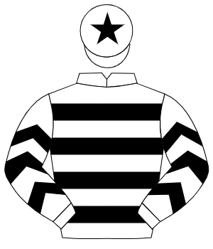WHITE & BLACK HOOPS, black chevrons on sleeves, black star on cap