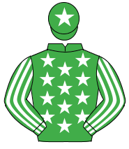 EMERALD GREEN, white stars, striped sleeves, em. green cap, white star                                                                                