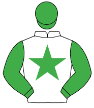 WHITE, emerald green star, sleeves & cap                                                                                                              