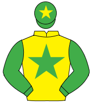 YELLOW, em. green star & sleeves, em. green cap, yellow star                                                                                          