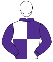 PURPLE & WHITE QUARTERED, purple sleeves, white cap