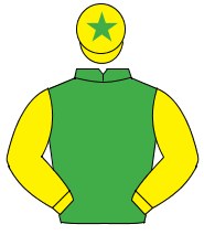 EMERALD GREEN, yellow sleeves, yellow cap, emerald green star                                                                                         