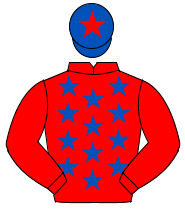 RED, royal blue stars, red sleeves, royal blue cap, red star                                                                                          