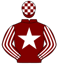 MAROON, white star, striped sleeves, check cap                                                                                                        