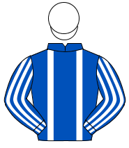 ROYAL BLUE, white braces, striped sleeves, white cap                                                                                                  