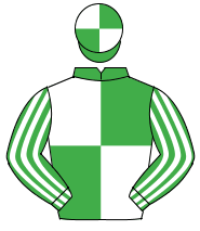 EMERALD GREEN & WHITE QUARTERED, striped sleeves, quartered cap                                                                                       