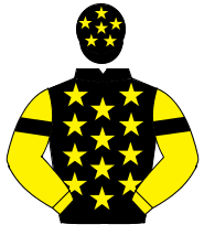BLACK, yellow stars, yellow sleeves, black armlet, black cap, yellow stars                                                                            