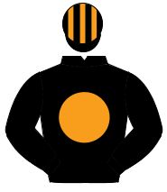 BLACK, orange disc, striped cap                                                                                                                       