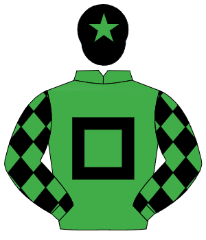 EMERALD GREEN, black hollow box, black diamonds on sleeves, black cap, emerald green star                                                             