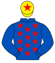 ROYAL BLUE, red stars, royal blue sleeves, yellow cap, red star                                                                                       