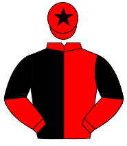 RED & BLACK HALVED, black star on cap                                                                                                                 