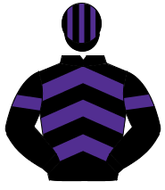 BLACK & PURPLE CHEVRONS, purple armlet, striped cap                                                                                                   