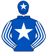ROYAL BLUE, white star, striped sleeves, white star on cap                                                                                            