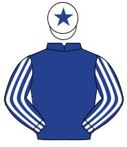 DARK BLUE, dark blue & white striped sleeves, white cap, dark blue star