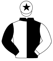 BLACK & WHITE HALVED, sleeves reversed, white cap, black star                                                                                         